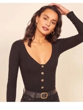Reformation Virgil Knit Top in washed black